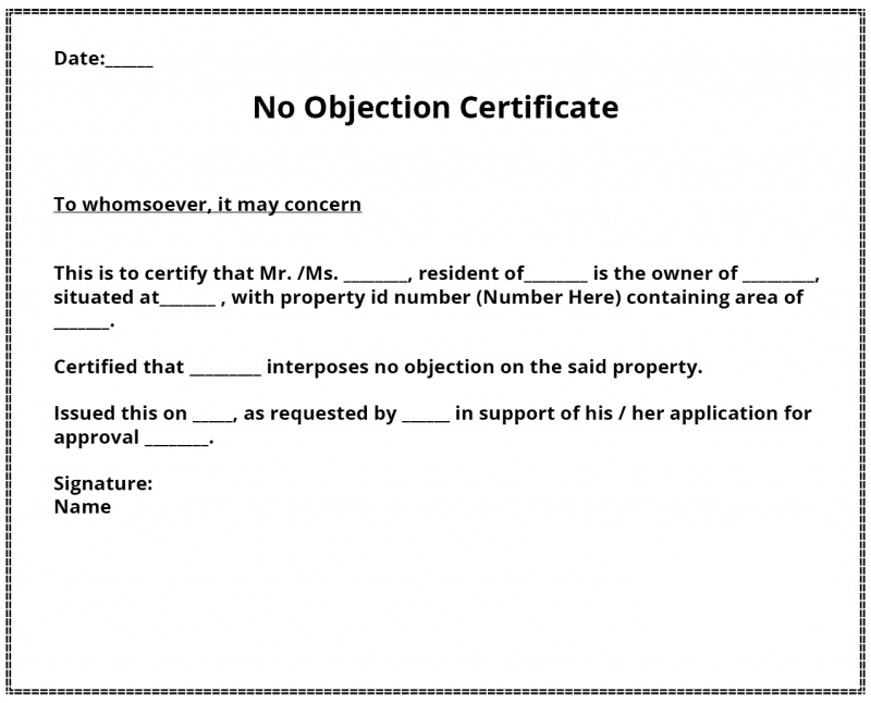 What is the Format of NOC