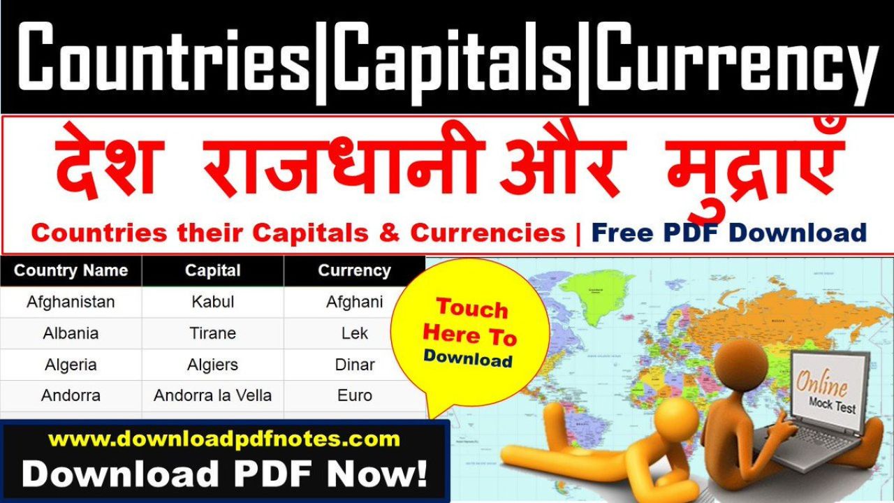 List of Countries with Capitals and Currencies PDF